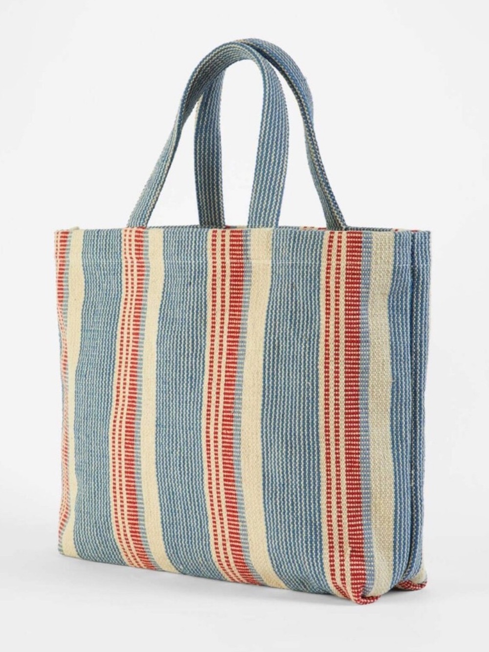 ☀️ J. JILL Large Woven Cotton Striped Tote